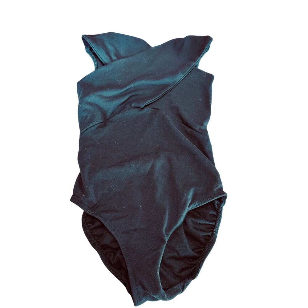 Five Dancewear Black Wrap Front Dance Leotard Child Large CL